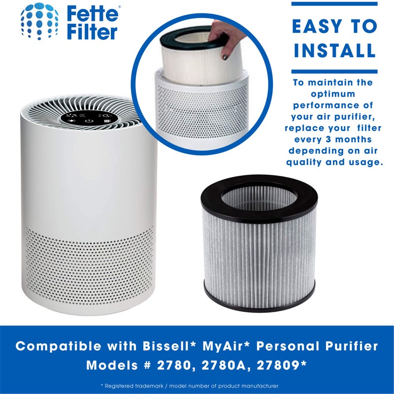 Fette Filter 2801 Premium Air Purifier Filters Compatible with Bissell 2801 High Efficiency and Carbon Filter for Bissell My Air Personal Models # 2780, 2780A, 27809, 3329, 2780P, 3329, 2780B - Pack of 2 - Image 4